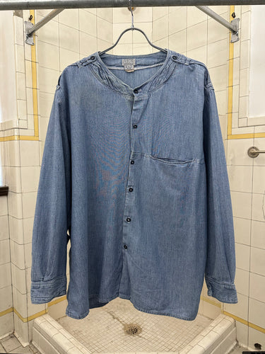 1980s Marithe Francois Girbaud Chambray Shirt with Neck Button Detail - Size L