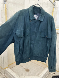 1980s Claude Montana Blue Suede Trucker Jacket - Size L