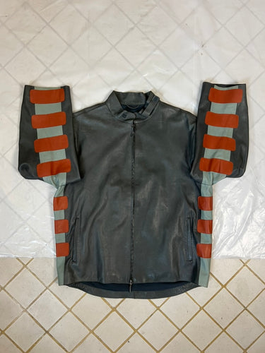 ss2001 Burberry Prorsum x Roberto Menichetti Leather Moto Jacket with Contrast Leather Detailing - Size M