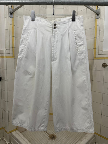 1980s Claude Montana Long White Pleated Shorts - Size M