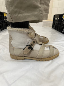 1980s Marithe Francois Girbaud Sherpa Lined Strapped Leather Boots - Size 10 US