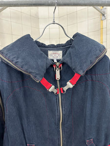 aw1993 Armani Padded Denim Bondage Pillow Neck Jacket with Removable Sleeves - Size M