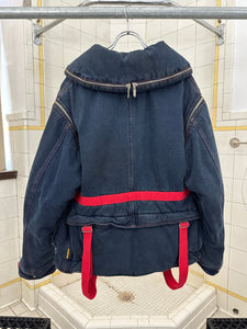 aw1993 Armani Padded Denim Bondage Pillow Neck Jacket with Removable Sleeves - Size M