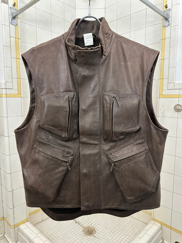 ss2001 Burberry Prorsum x Roberto Menichetti Brown Leather Cargo Vest - Size L