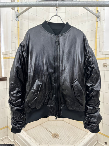 2010s Bernhard Willhelm Shiny Pleather Bomber with Elasticated Sleeves - Size L