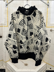 1980s Marithe Francois Girbaud Abstract Knit Hooded Sweater - Size XL