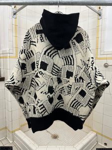 1980s Marithe Francois Girbaud Abstract Knit Hooded Sweater - Size XL