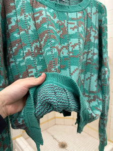 1980s Marithe Francois Girbaud Jacquard Knit Digital Camo Sweater - Size M