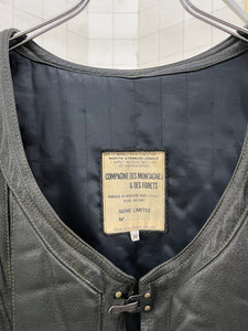 1980s Marithe Francois Girbaud x Compagnie Des Montagnes & Des Forets Leather Paneled Vest - Size M