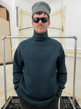 Load image into Gallery viewer, 1990s World Wide Web Aqua Turtleneck with Overlock Stitching Detail - Size L