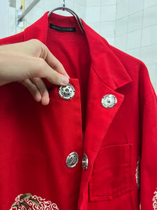 ss1996 Yohji Yamamoto Floral Red Work Jacket - Size M
