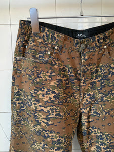 2000s Vintage APC "Platanenmuster" Camo Brushed Cotton Trousers - Size S