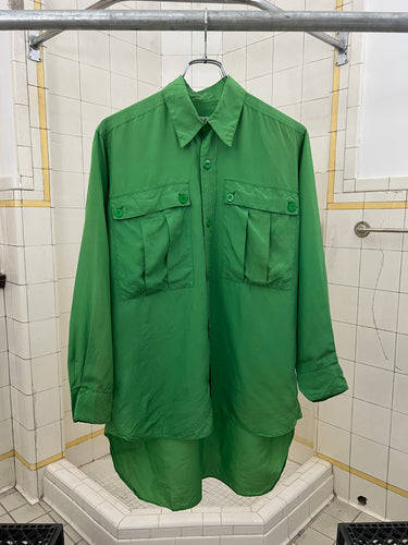 1980s Katharine Hamnett Green Silk Cargo Shirt - Size M