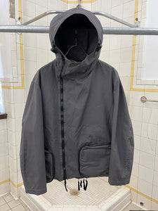 2000s Jipijapa Grey Hooded Jacket with Massive Zipper Cargo Pocket Hems - Size M
