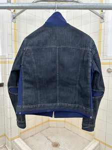 1990s Vintage Sideskid Black Denim Jacket with Nylon Trim and Cutouts - Size Women's L