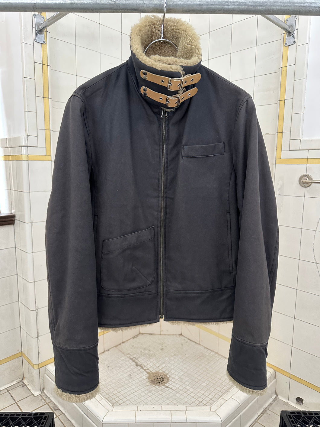 2000s Kostas Murkudis x New York Industries Grey Fleece Collared Jacket - Size M