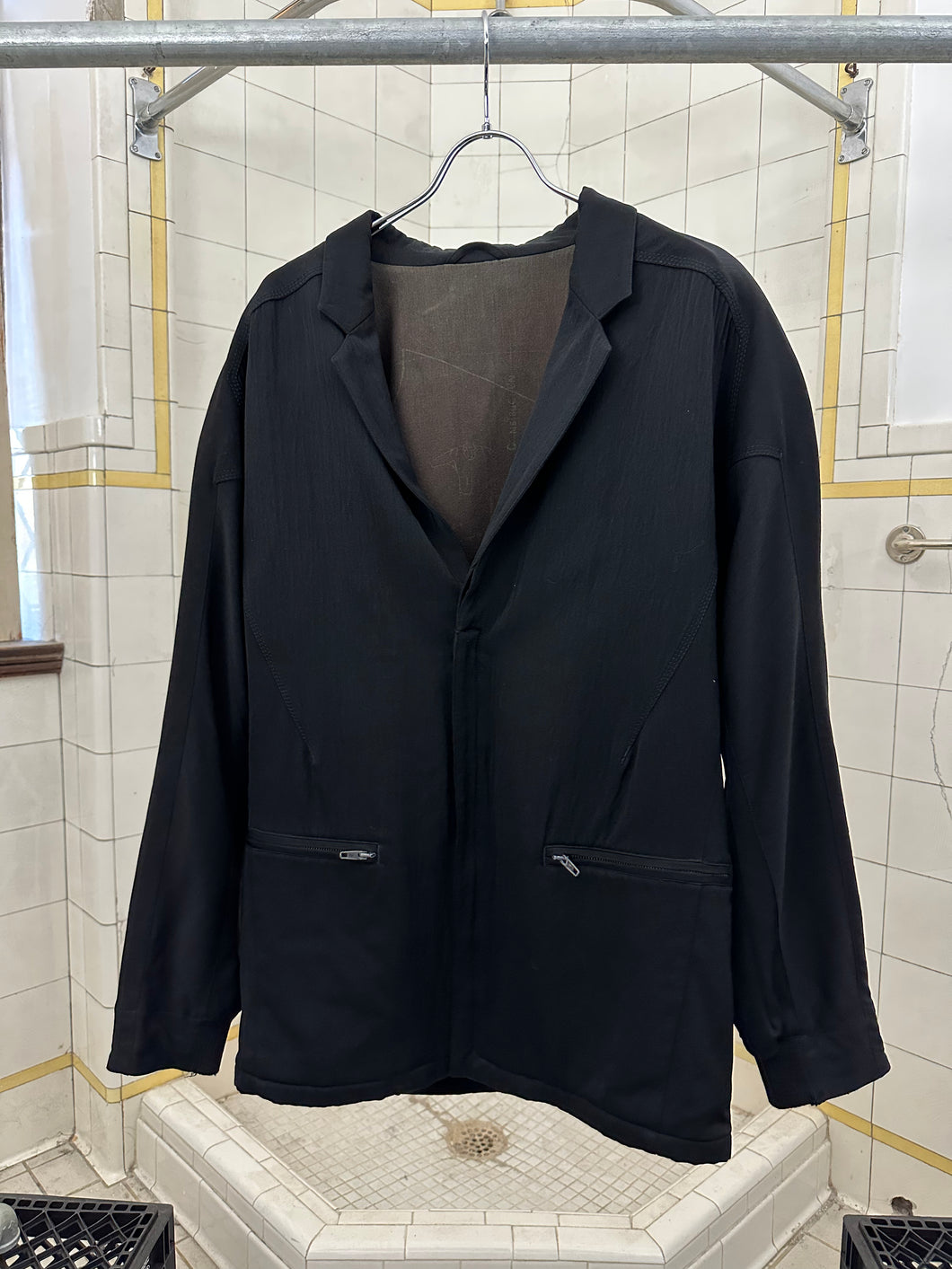 1980s Marithe Francois Girbaud x Momentodue Black Blazer with Shoulder Pads - Size L
