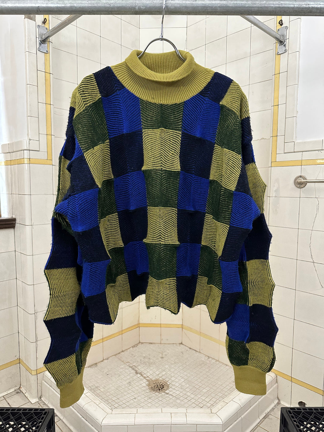 1980s Issey Miyake 3D Checkered Knit Sweater - Size M