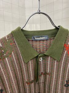 1980s Issey Miyake Jacquard Knit Polo Shirt - Size M