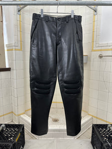 1990s Armani Faux Leather Padded Knee Trousers - Size L