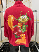 Load image into Gallery viewer, 1990s Vintage Sabotage Alien Graphic Turtle Neck Sweatshirt with Shoulder Cut Outs - Size XL