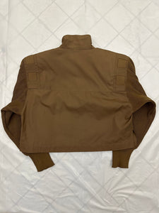 1980s Claude Montana Cropped Military Shirt with Ribbed Sleeves and Shoulderpads - Size S
