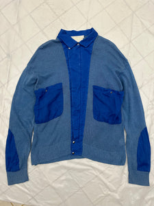 1980s Claude Montana Knit Shirt with Woven Paneling - Size M