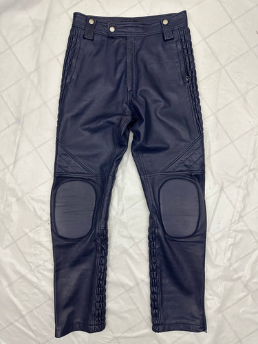 1980s Claude Montana Padded Leather Moto Pants - Size L