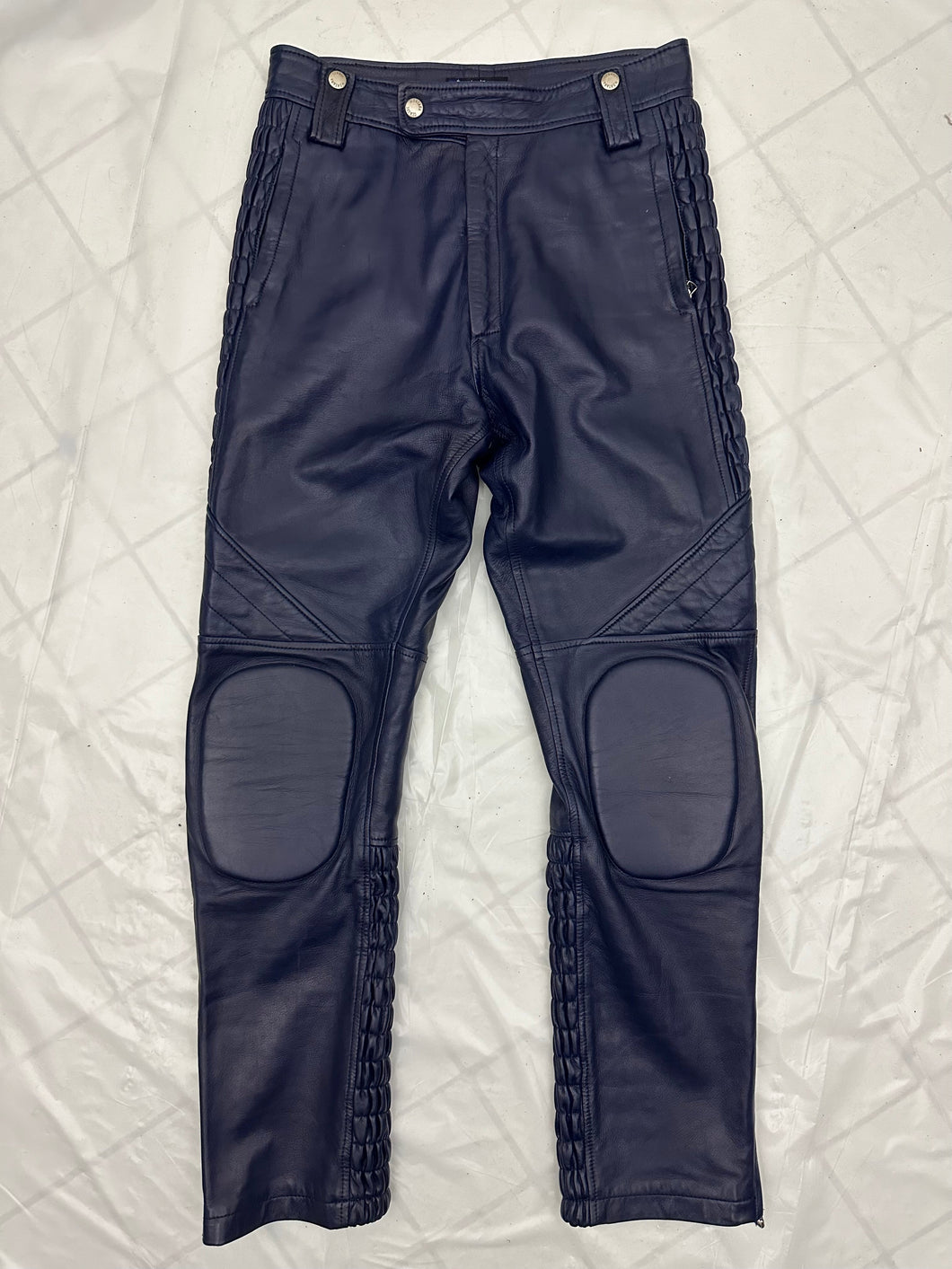 1980s Claude Montana Padded Leather Moto Pants - Size L