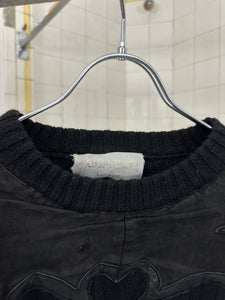 1980s Claude Montana Black Sweater with Leather Shoulder Detailing - Size M
