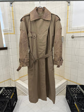 Load image into Gallery viewer, 1980s Claude Montana Khaki Trench Coat with Leather Detailing - Size S