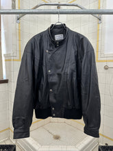 Load image into Gallery viewer, 1980s Claude Montana Leather Jacket with Back Emblem and Shoulderpads - Size XL