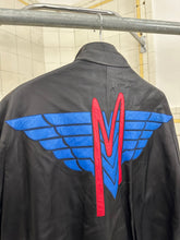 Load image into Gallery viewer, 1980s Claude Montana Leather Jacket with Back Emblem and Shoulderpads - Size XL