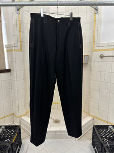 1980s Claude Montana Contrast Stitched Wool Trousers - Size L