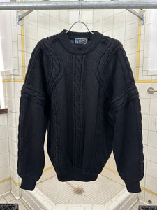 1980s Claude Montana Black Braided Knit Sweater - Size XL
