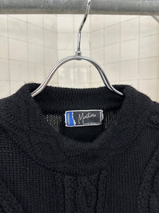 1980s Claude Montana Black Braided Knit Sweater - Size XL