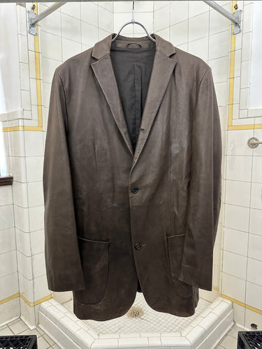 2000s Burberry Prorsum x Roberto Menichetti Brown Leather Blazer - Size L
