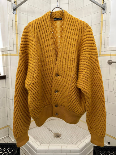 aw1991 Issey Miyake Yellow Heavy Gauge Sweater Cardigan - Size L