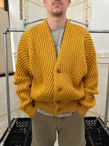 aw1991 Issey Miyake Yellow Heavy Gauge Sweater Cardigan - Size L