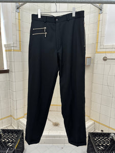 1980s Claude Montana Black Trousers with Zipper Detailing - Size M