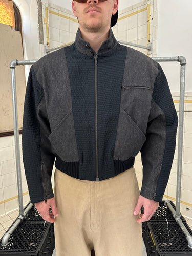 1980s Claude Montana Paneled Denim Jacket with Shoulderpads - Size L