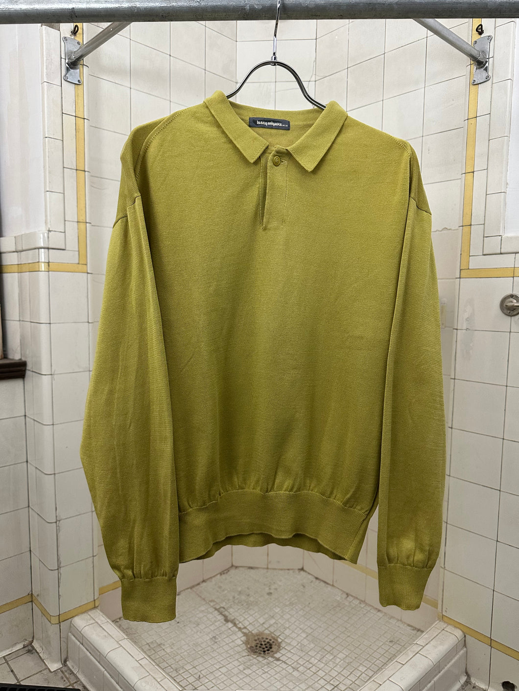 1980s Issey Miyake Light Knit Long Sleeve Polo Shirt - Size M