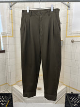 Load image into Gallery viewer, 1980s Issey Miyake Green Striped Pleated Trousers with Zippered Backpockets - Size M