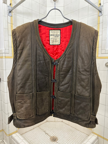 1980s Marithe Francois Girbaud x Compagnie Des Montagnes & Des Forets Leather Hunting Vest - Size L