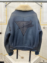 Load image into Gallery viewer, aw1983 Claude Montana Blue Fighter Jet Shearling Jacket - Size L