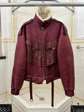 Load image into Gallery viewer, aw1983 Claude Montana Red Fighter Jet Shearling Jacket - Size L