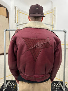 aw1983 Claude Montana Red Fighter Jet Shearling Jacket - Size L