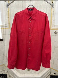 1980s Claude Montana Bright Salmon Button Down Shirt - Size L