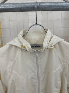2000s Issey Miyake Off-white Translucent Cropped Technical Jacket with Packable Hood - Size M