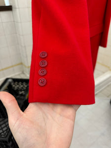 aw2009 Yohji Yamamoto Vibrant Red Reversible Chester Coat with Yuzen Dyed Jaguar Lining - Size L